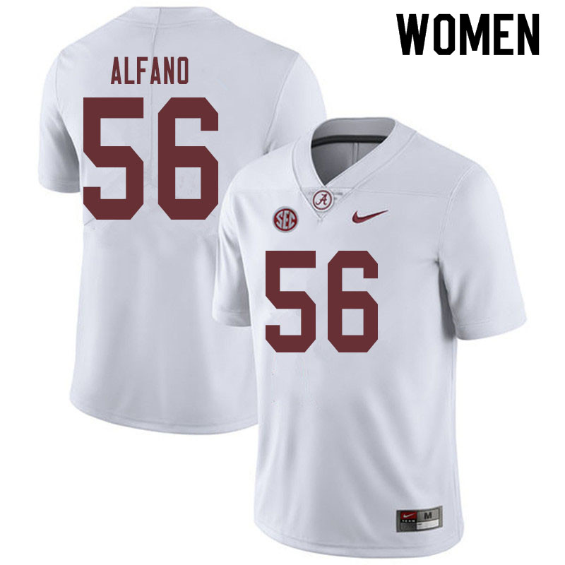 Women #56 Antonio Alfano Alabama Crimson Tide College Football Jerseys Sale-White